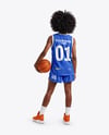 Afro-American Female Basketball Player Wearing Full Basketball Uniform Mockup