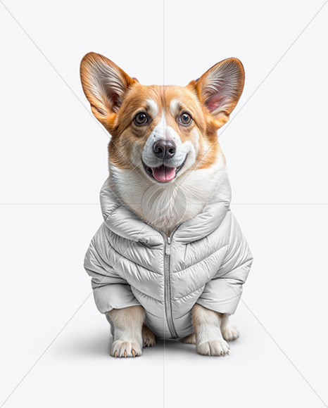 Corgi Wearing a Puffer Jacket Mockup
