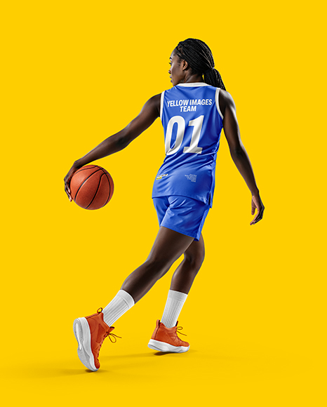 Black Woman Wearing Full Basketball Kit Mockup
