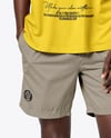Black Man Wearing Oversize T-Shirt and Shorts Mockup
