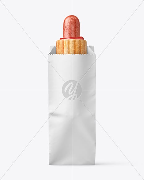 Paper Food Bag with French Hot Dog Mockup