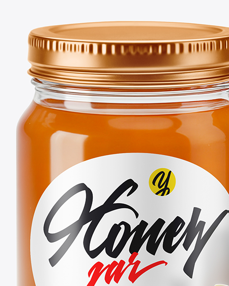 Glass Jar with Orange Blossom Honey Mockup