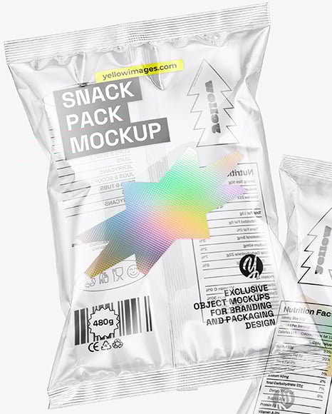 Empty Clear Plastic Snack Bags Mockup