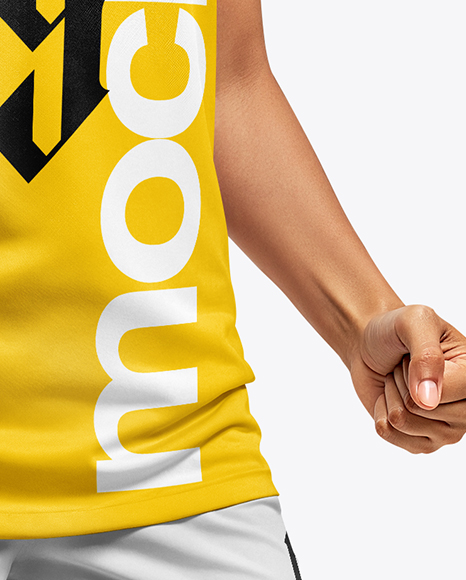 Woman Wearing Soccer Jersey and Shorts Mockup