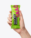 Metallic Snack Bar in a Hand Mockup