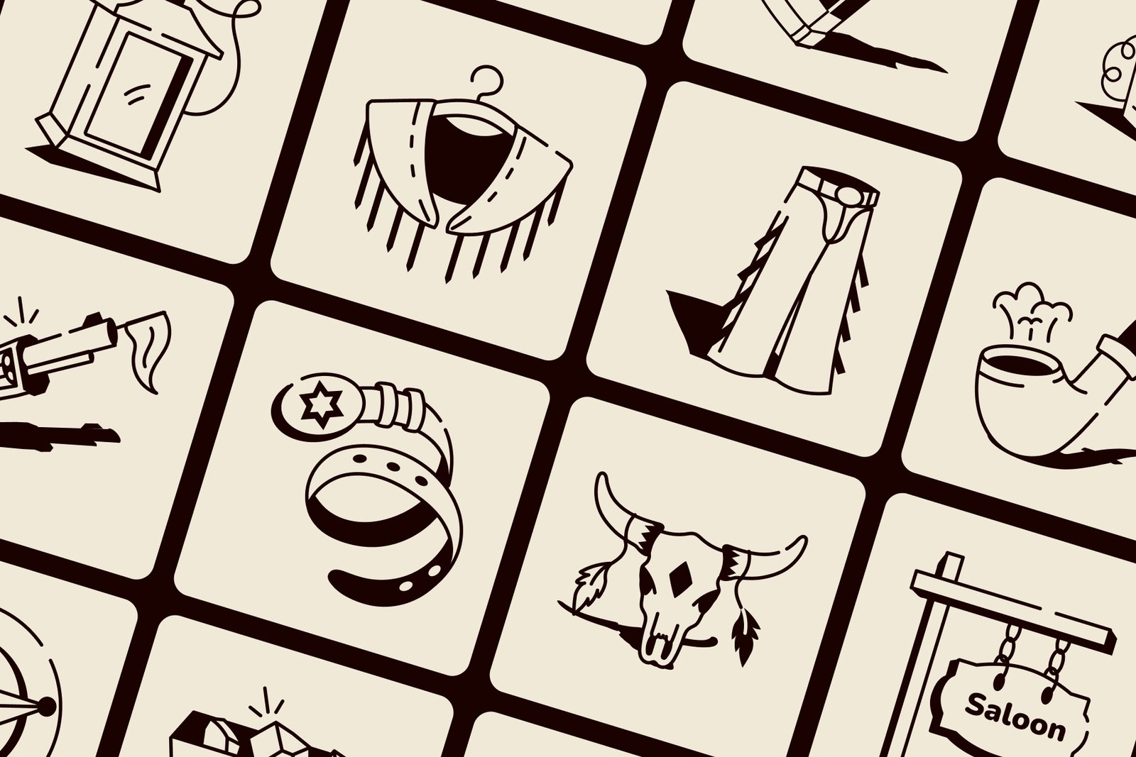Cowboy Drawing Illustration Set