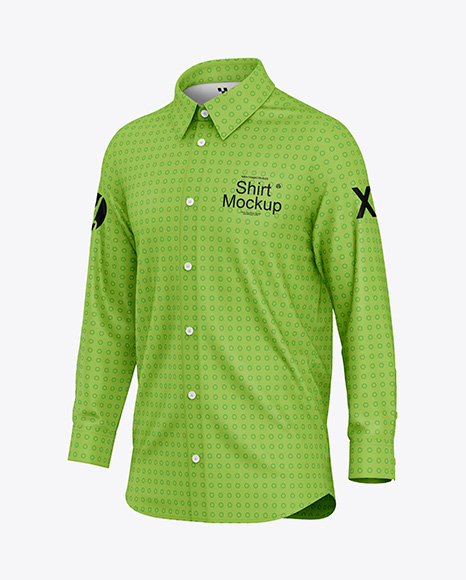 Men's Long Sleeve Shirt Mockup - Half Side View