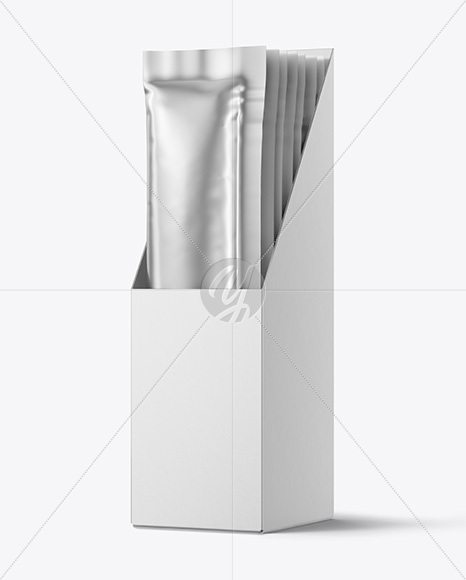 Metallic Sachets in Display Box Mockup