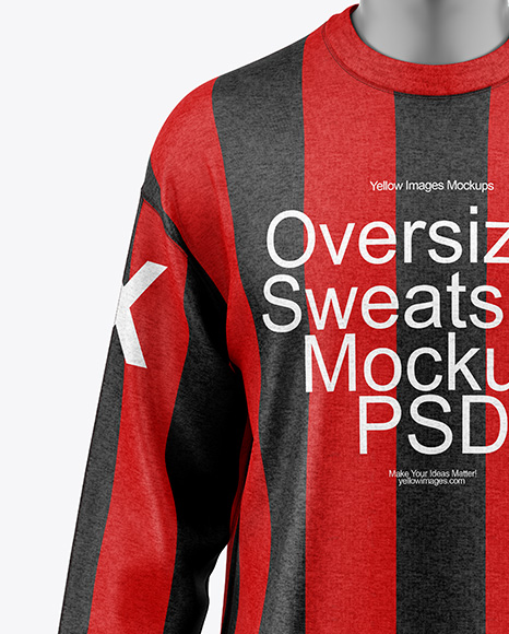 Men's Heather Oversize Sweatshirt w/ Mannequin Mockup
