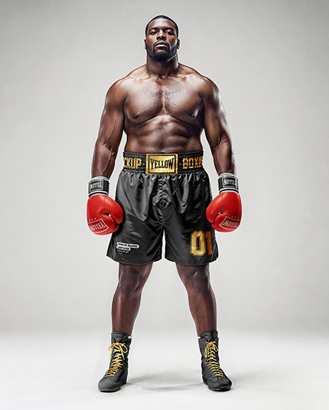 Super Heavyweight Man Wearing Boxing Kit Mockup