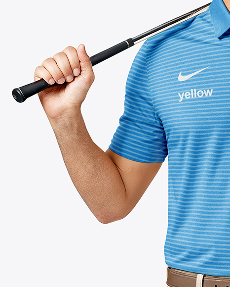 Man Wearing Golf Shirt and Chinos Mockup
