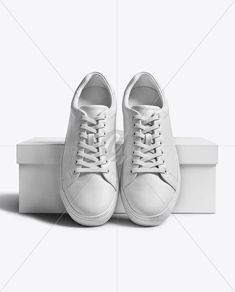 Pair of Sneakers with Shoe Box Mockup