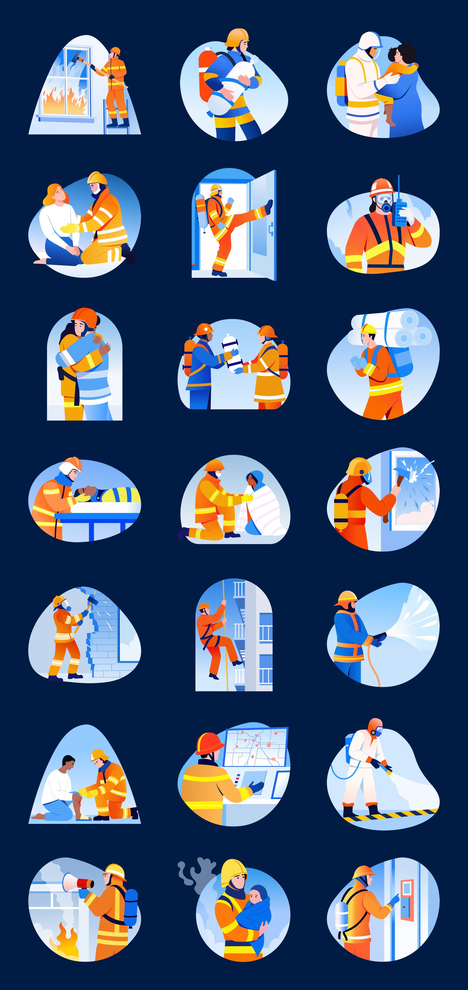 Firefighter Illustration Art Set