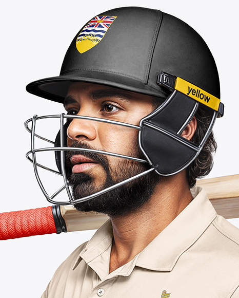 Indian Cricket Player Wearing a Polo Holding a Bat