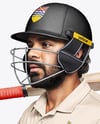 Indian Cricket Player Wearing a Polo Holding a Bat