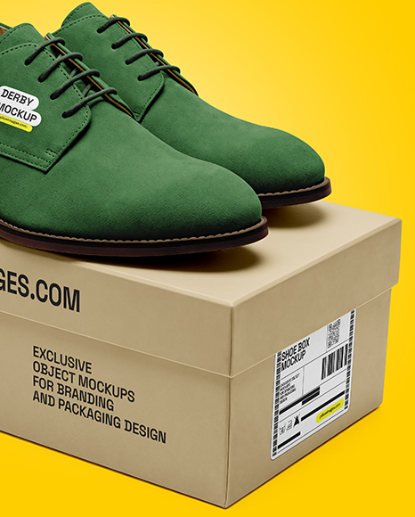Pair of Suede Derby With Shoe Box Mockup