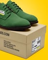 Pair of Suede Derby With Shoe Box Mockup
