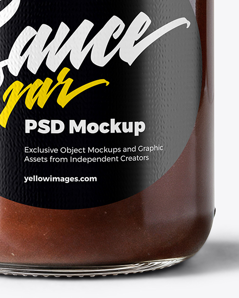 Clear Glass Jar with Chocolate Fudge Sauce Mockup