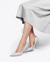 Pair of Pumps on Woman's Legs with Dress Mockup