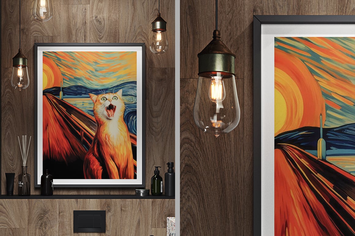 Poster in Black Bathroom Interior Mockup