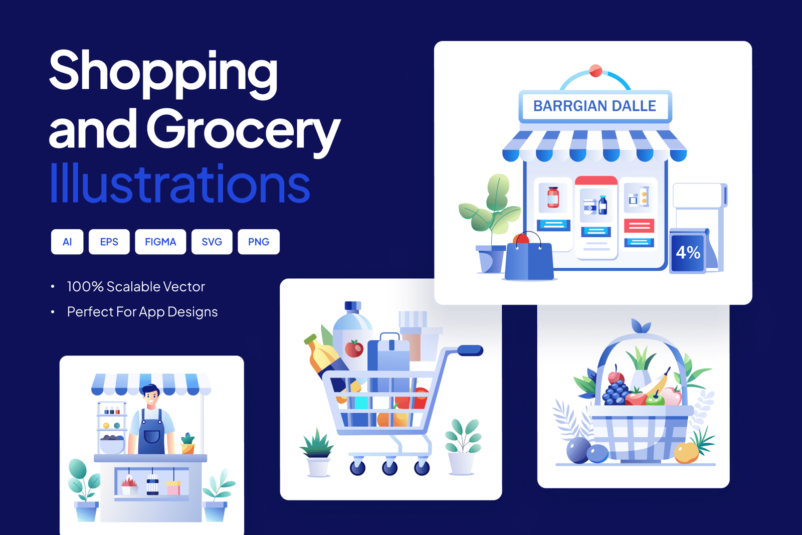 Grocery Shopping Illustrations
