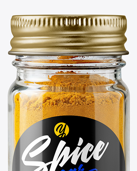 Glass Spice Jar with Turmeric Mockup