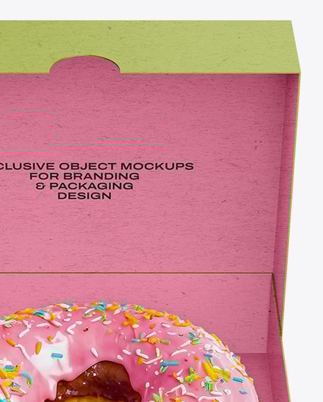 Opened Kraft Box w/ Donut Mockup