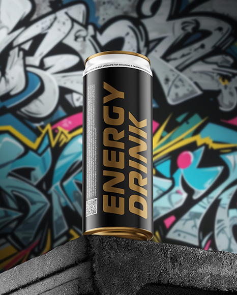 8.5oz Aluminium Can with Matte Finish on the Block Mockup