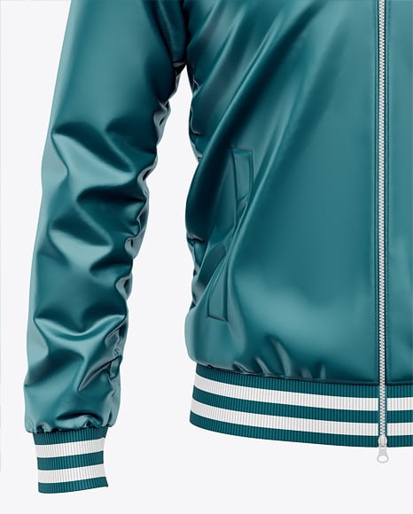 Satin Varsity Zip-Up Jacket Mockup