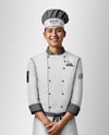 Asian Man Wearing Chef Uniform and Chef Hat Mockup