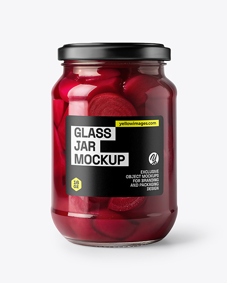 Clear Glass Jar with Pickled Beets Mockup - Mockups