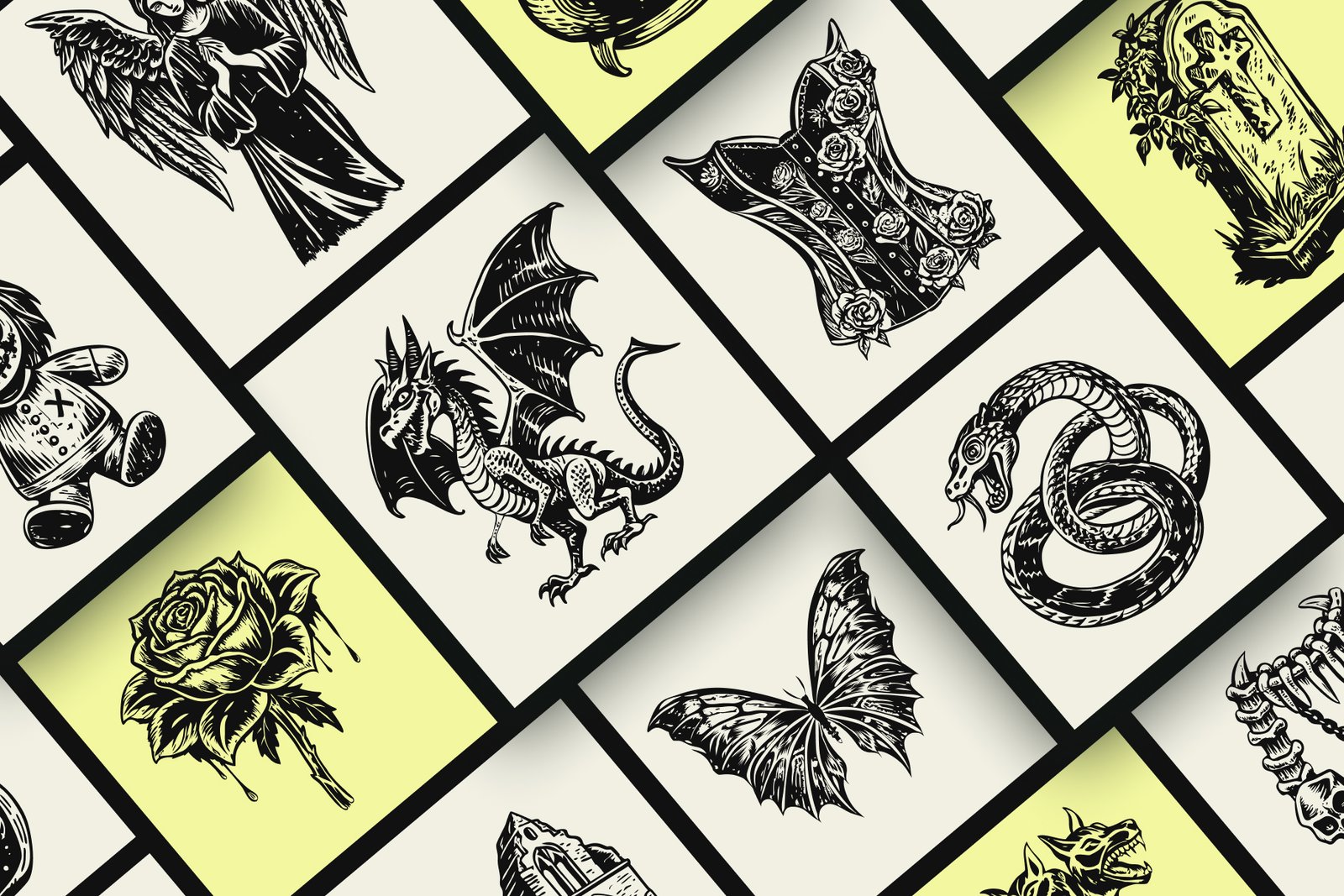 Vintage Gothic Illustration Art Set