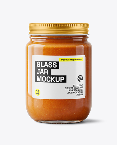 Glass Jar with Lobster Bisque Mockup - Sauce bottle mockup