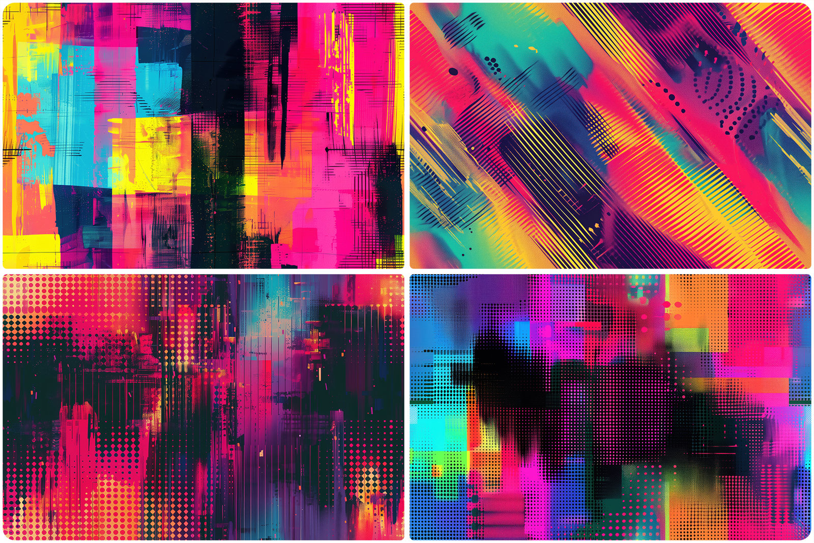 20 Vibrant Halftone Glitch Backgrounds