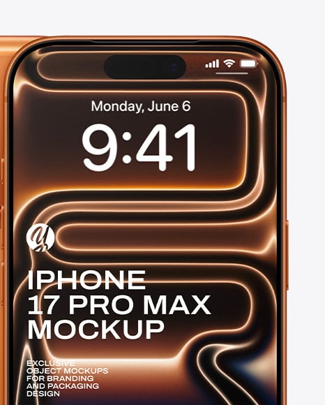 Two iPhone 17 Pro Max Cosmic Orange Mockup