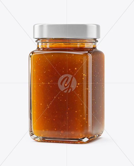 Square Clear Glass Jar with Manuka Honey Mockup