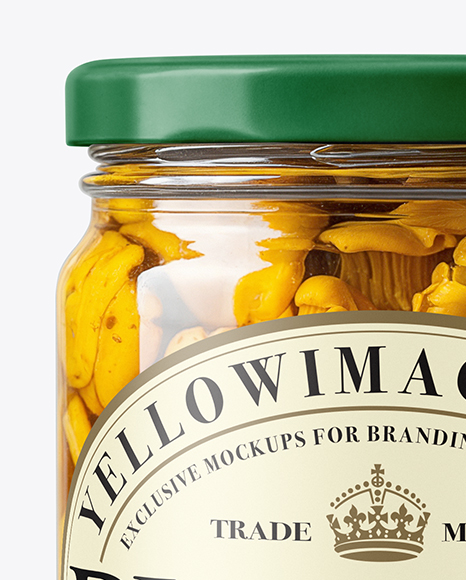 Clear Glass Jar with Chanterelles Mushrooms Mockup