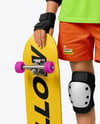 Girl in Protective Gear with Skateboard Mockup