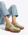 Mary Janes on Woman's Legs with Jeans Mockup