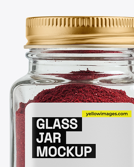 Square Glass Jar with Sumac Spice Mockup