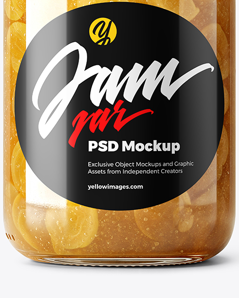 Clear Glass Jar with White Grape Jam Mockup