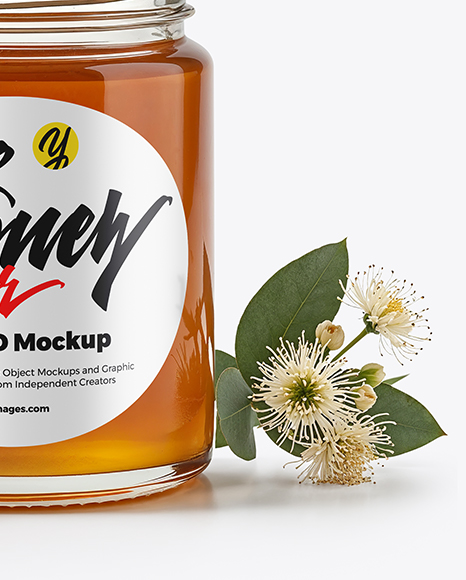 Glass Jar with Eucalyptus Honey Mockup
