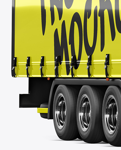 Semi Trailer Truck Mockup - Front Half Side View