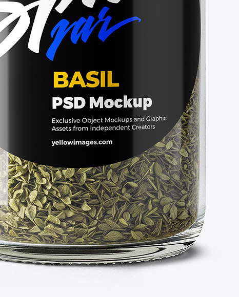 Glass Spice Jar with Dried Basil Mockup