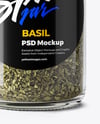 Glass Spice Jar with Dried Basil Mockup