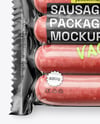 Glossy Plastic Flow-Pack with Sausages Mockup