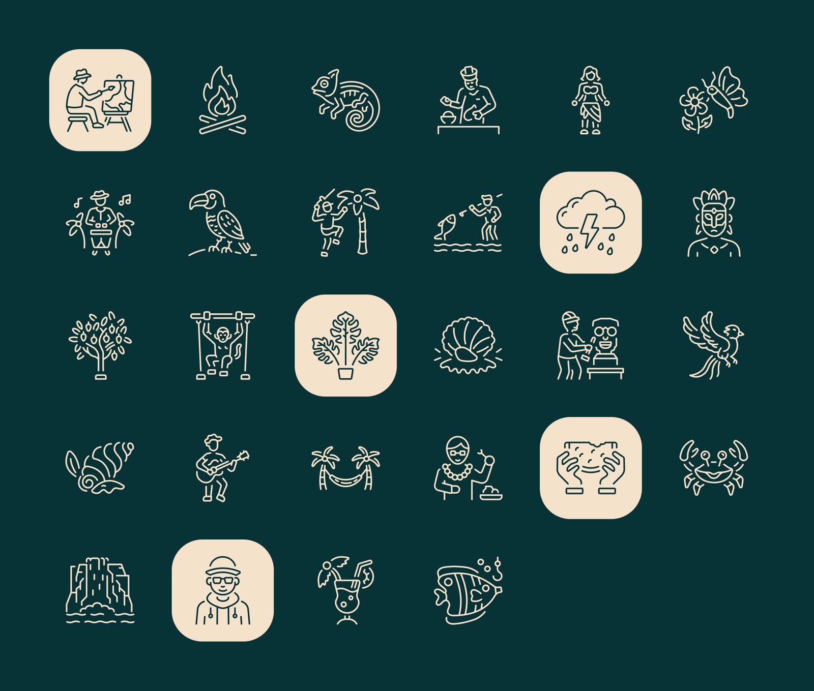 Tropical Icon Art Set