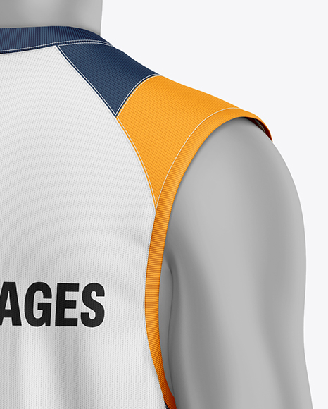 Training Sleeveless Kit Mockup - Back Half Side View