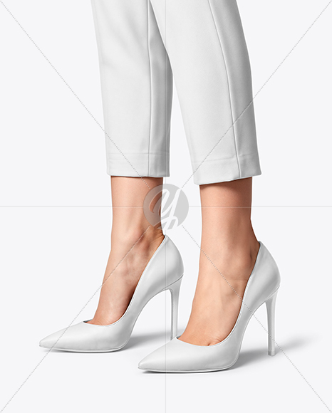 Pair of Stilettos on Woman's Legs Mockup
