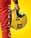 Man Wearing Racing Kit with Helmet Mockup